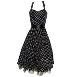 Pretty Kitty Fashion 50s Polka Dot Schwarz Weiß Neckholder Cocktail Kleid