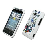 EMPIRE White with Blue Vines Design Hard Case Cover for HTC EVO Shift 4G