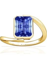 18K Yellow Gold Emerald Cut Blue Sapphire Solitaire Ring