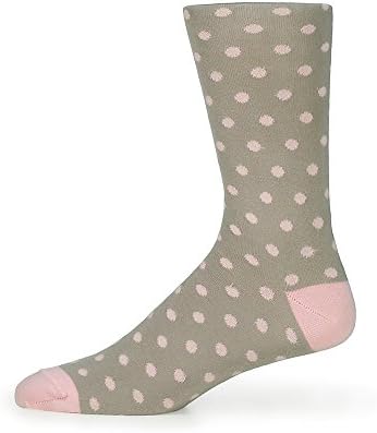 Paul Fredrick Men's Peruvian Pima Cotton Dot Socks Grey/pink Mid Calf