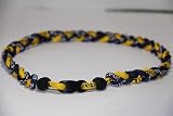 Titanium Baseball Necklace 20 Inch Navy Blue and Gold
