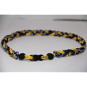  Titanium Baseball Necklace 20 Inch Navy Blue and Gold