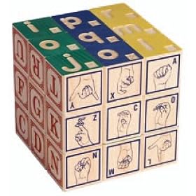 Set of 27 Braille and Sign Language Blocks - embossed wood with non-toxic inks