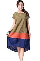 Cotton/Linen High-Low-Hem Summer  Dress
