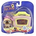 Littlest Pet Shop Pets On The Go Figure Persian Cat with Maroon Bow & Carry Case