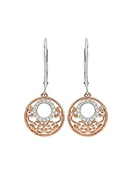 Ornate Diamond Circle Earrings in Rose Gold Plated And Sterling Silver
