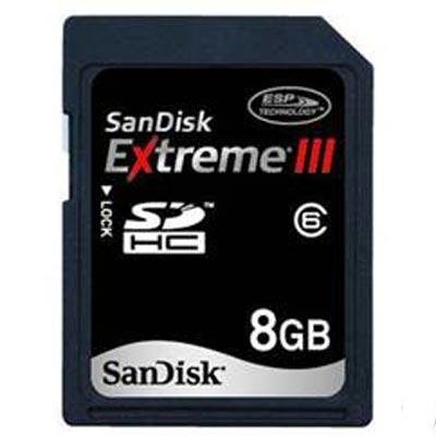 SanDisk Extreme III 8 GB Class 6 SDHC Flash Memory Card SDSDRX3-8192-A21
