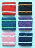 GOGO Thick Two Color Stripe Wrist Band (Narrow) - (Pack of 10)