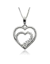 14k White Gold 5 Stone Journey Heart Diamond Pendant Necklace (GH, I1-I2, 0.20 carat)