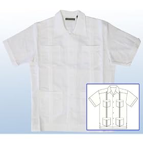 Cubavera Men's Wedding Linen Four-Pocket Guayabera Cuban/Mexican Shirt in Wedding White