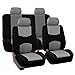 FH GROUP FH-FB050114 Flat Cloth Car Seat Covers Gray / Black Color