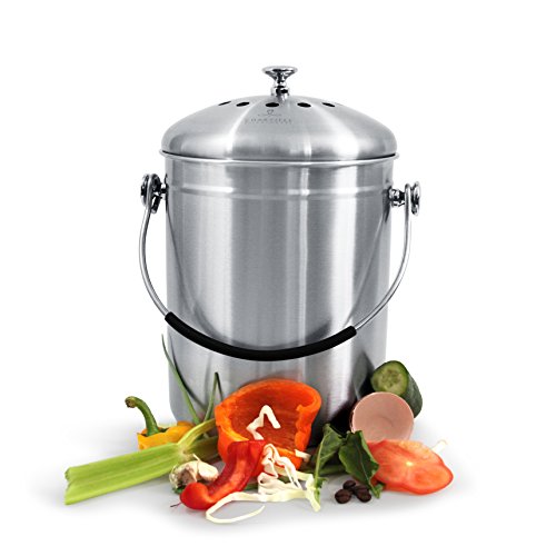 Compost Bin for Kitchen Countertop, Odor Suppressing Pail with Silicone Grip, Lifetime Warranty!