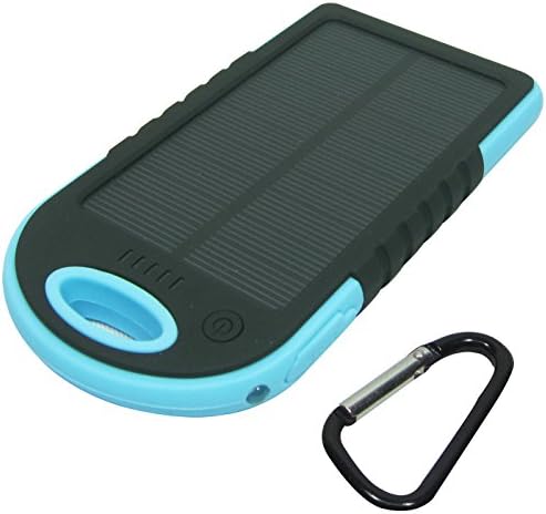 5000mAh Hiigh Efficient Solar Portable Backup External Battery Solar Panel Power Bank Solar Charger with Dual Output for mobile Iphone, Samsung Galaxy, Android (L-Blue)