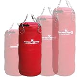 Genuine Cowhide Leather Punch Bag with Free Chrome Plated chain Real Leather punchbag Red 4 Feet