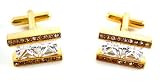 Stacy Adams Gold Rectangle Large CZ Cufflinks