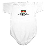 Baby Bodysuit White  Property Of Surinamese Nation / Flag Transfer  Suriname Country