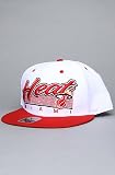 47 Brand Hats The Miami Heat White Flash Snapback Hat in White & Red,Hats for Men