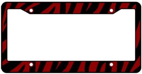Plastic Animal Print License Plate Frame Made in USA-Zebra Red