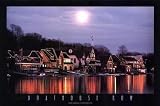 Philadelphia-Boathouse Row W Moon - Artist: Jerry Driendl - Art Print on Canvas - Image Size: 33.00 by 19.50 inches Art Print on Canvas