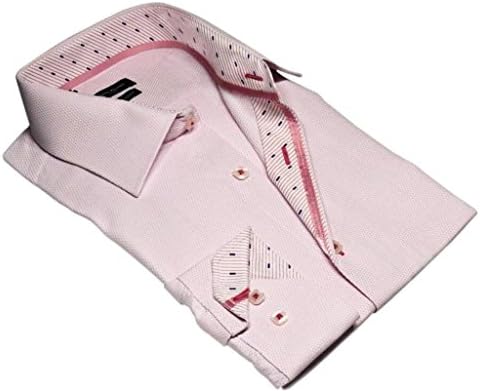 Rosso Milano European Modern Fit Jacquard Shirt In Pink