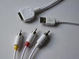 SNY AV3GUSB Composite Audio Video AV Cable with USB for Apple iPhone 3G, iPod Touch 1G, iPod Classic and iPod nano 3G, White