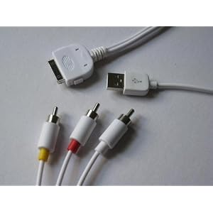 SNY AV3GUSB Composite Audio Video AV Cable with USB for Apple iPhone 3G, iPod Touch 1G, iPod Classic and iPod nano 3G, White