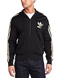 adidas Men's Adi Hooded Flock Track Top , Black/ Metallic Gold, Medium