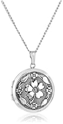 Sterling Silver Embossed Antique-Finish Locket Necklace, 20"