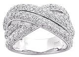 0.93ct. 14K. White Gold Round Pave Diamond Anniversary Ring