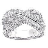 0.93ct. 14K. White Gold Round Pave Diamond Anniversary Ring