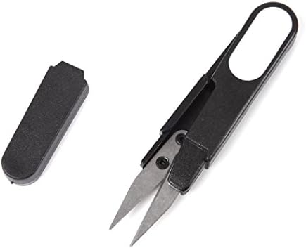 Fishing Scissors Plastic Handle Capped Portable Fishing Line Cutter Scissors Cord Sewing Fishing Tackle Tools-Black