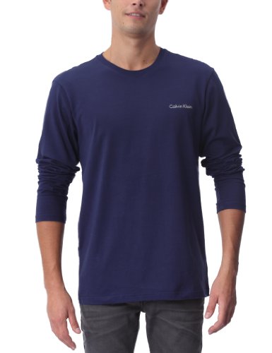 Calvin Klein underwear Herren Unterhemd M9554E / Long Sleeve Logo T\'S, Gr. 6 (L), Blau (P Preisvergleich
