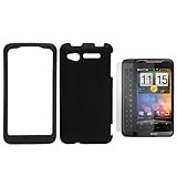 GTMax Black Hard Rubber Snap On Cover Case + Clear LCD Screen Protector For ....