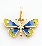 Multi-Color Enameled Butterfly Charm, 14K Yellow Gold