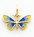 Multi-Color Enameled Butterfly Charm, 14K Yellow Gold
