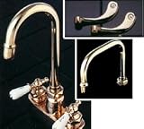 4 Low Gooseneck Faucet - Brass Levers - Chrome