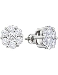 14K White Gold 4 ct. Diamond Floral Earrings
