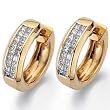 14kt Yellow Gold Swanky Double Row Diamond Hoop Earrings