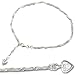 CLEVER SCHMUCK Silbernes Fußkettchen Singapur 25/27 cm mit Herz-Zirkonia weiß glänzend ECHT SILBER 925 (F)