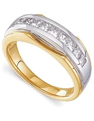 1 CT TW 14K Yellow/White Gold Two Tone Diamond Gents Ring