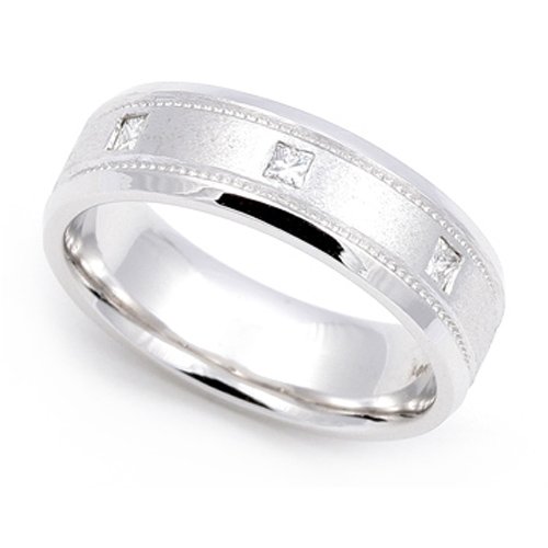 Platinum White Gold Bezel set Diamond Wedding Band Ring (G-H/VS, 0.12 ct.)