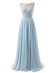 Sleeveless Chiffon Bateau Neck Wrap Illusion Lace Beaded Sheer Jeweled Evening Dress/Prom Dress 