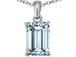1.50 cttw Genuine 8x6 Emerald Cut Aquamarine Pendant in 14k White Gold
