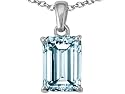 1.50 cttw Genuine 8x6 Emerald Cut Aquamarine Pendant in 14k White Gold