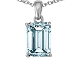 1.50 cts Genuine 8x6 Emerald Cut Aquamarine Pendant - 14kt White or Yellow Gold