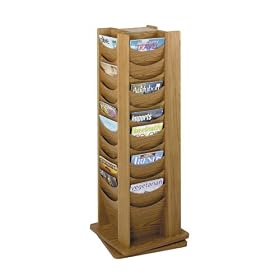 Safco 48-Pocket Solid Wood Rotating Display, 17.75 Inches Width x 49.5 Inches Height, Medium Oak (4335MO)