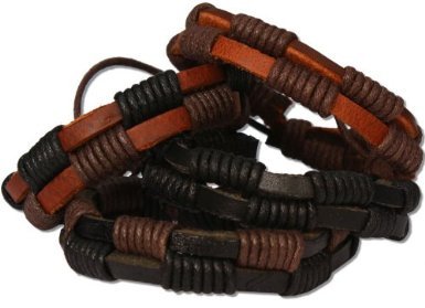 HAWAIIAN SURFER STYLE BLACK LEATHER BRACELET