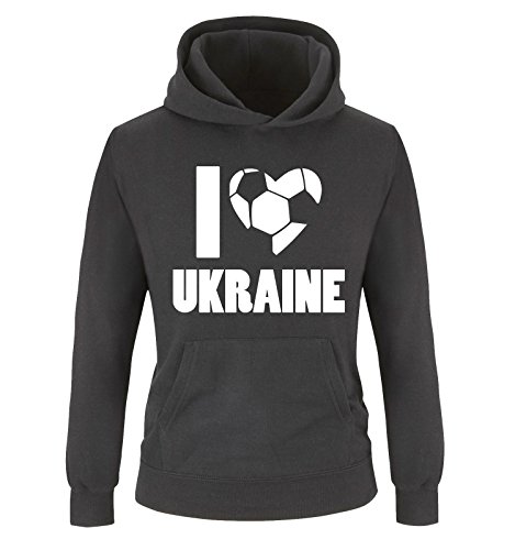 I LOVE UKRAINE – Kinder Hoodie – Schwarz / Weiss Gr. 98/104