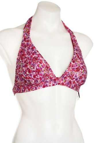 AQUA by Bloomingdale's Women's Pleated Blossom Bikini Halter Top, D Cup, X-Large