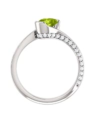 Platinum 7.00x5.00mm Oval Cut Peridot and Diamond Ring -- LIFETIME WARRANTY